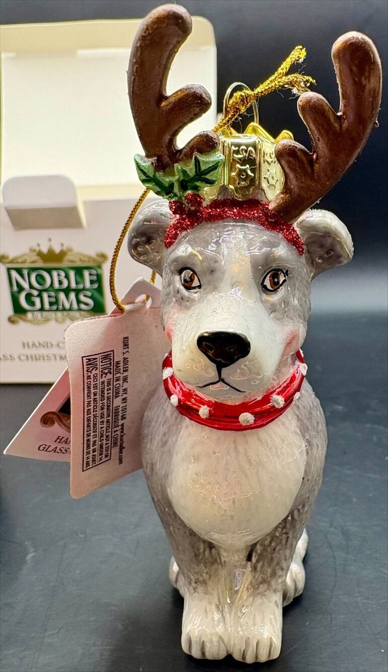 Kurt Adler Pitbull Noble Gems 3.5" Glass Ornament By Ronnie Rooney